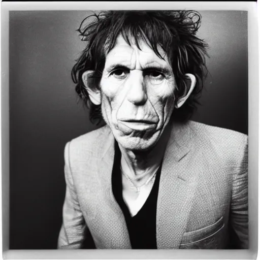 Image similar to photo of Keith Richards by Diane Arbus, black and white, high contrast, Rolleiflex, 55mm f/4 lens