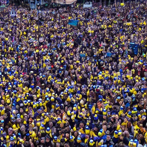 Prompt: 8k photo of a minions political rally