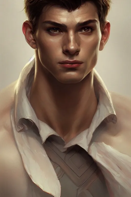 Prompt: portrait of a young spiderman handsome, male, masculine, upper body,, fantasy, fierce, sharp features, intricate, elegant, highly detailed, digital painting, artstation, concept art, matte, sharp focus, illustration, art by artgerm and greg rutkowski and alphonse mucha