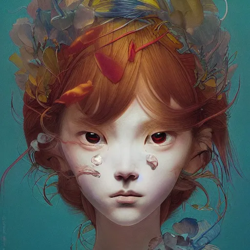 Image similar to prompt : folklore portrait soft light painted by james jean and katsuhiro otomo and erik jones, inspired by evangeleon anime, smooth face feature, intricate oil painting, high detail illustration, sharp high detail, manga and anime 1 9 9 0