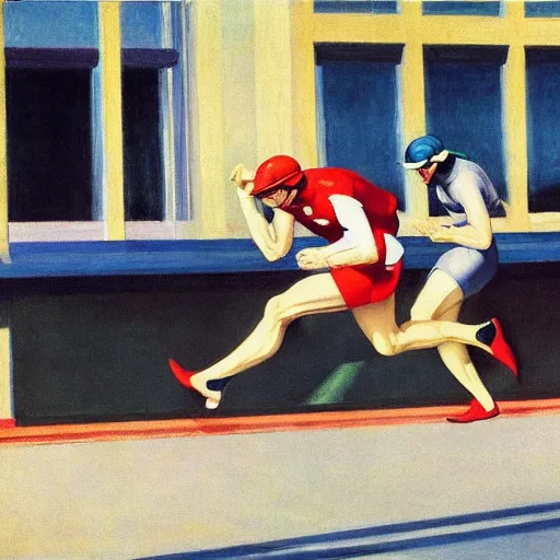 Image similar to racing photo finish by edward hopper