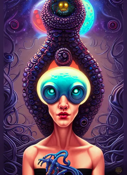 Image similar to cosmic lovecraft random cartoon character portrait, pixar style, by tristan eaton stanley artgerm and tom bagshaw.