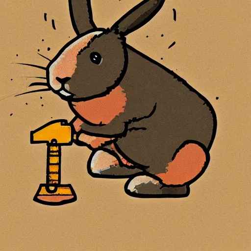 Image similar to simple illustration of a rabbit riding a jackhammer