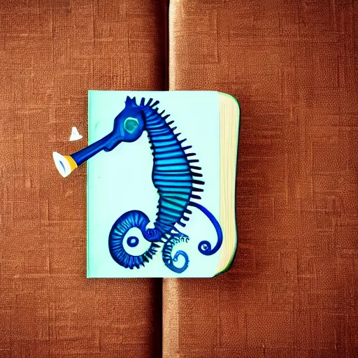 Image similar to a seahorse reading a book