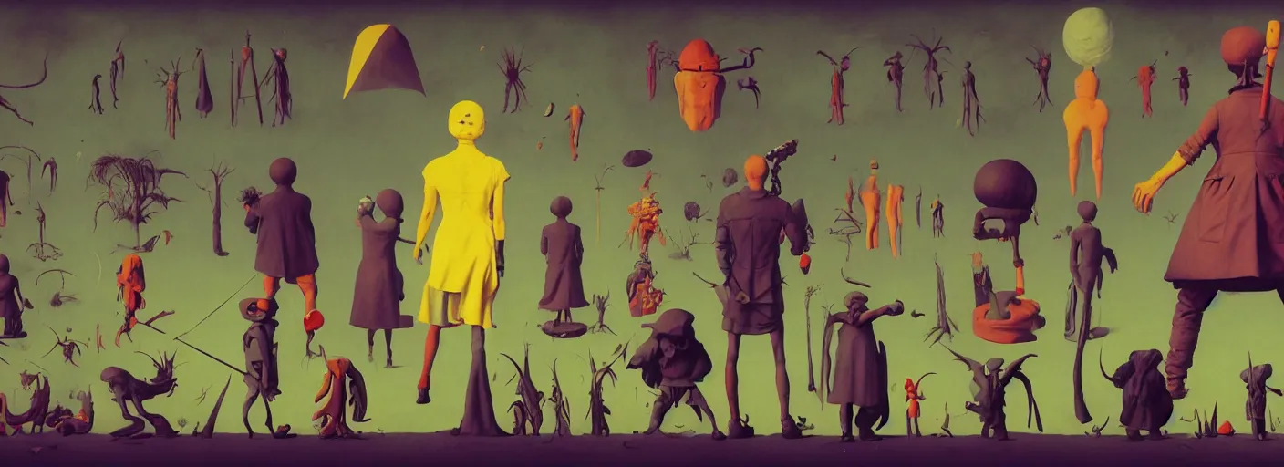 Image similar to full - body surreal colorful rpg character facing the camera concept art anatomy, action pose, very coherent and colorful high contrast masterpiece by norman rockwell franz sedlacek hieronymus bosch dean ellis simon stalenhag rene magritte gediminas pranckevicius, dark shadows, sunny day, hard lighting, reference sheet white background