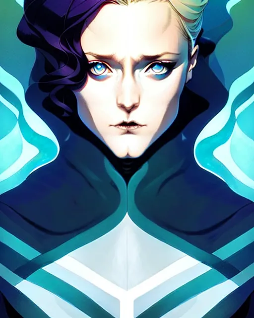 Image similar to artgerm, joshua middleton comic cover art, full body pretty evan rachel wood ice queen, symmetrical eyes, symmetrical face, long curly blue hair, icy forest, chiral lighting