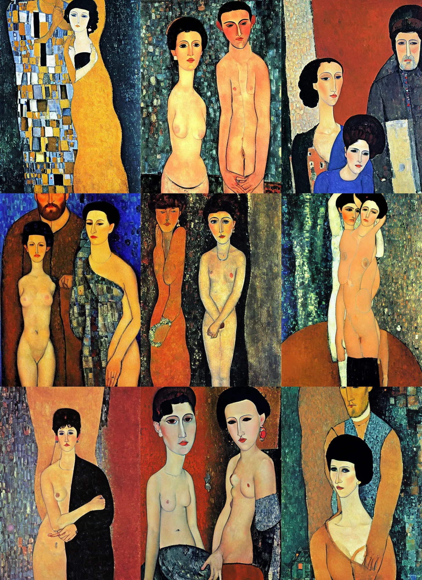 Prompt: painting by modigliani and klimt