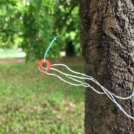 Prompt: a worm on a string toy in it's natural habitat in the wild