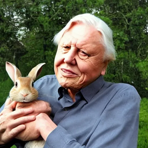 Prompt: david attenborough and rabbit hybrid