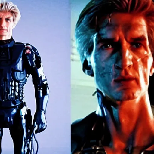 Prompt: still of xqc as terminator, movie still