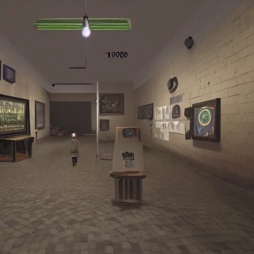 Prompt: the last virtual liminal space art museum in a 9 0's video game, made in 1 9 9 0, hd screenshot