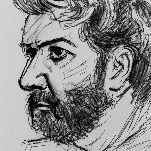 Prompt: a realistic yet scraggly portrait sketch of the side profile of a stern and sophisticated george michael, trending on artstation, intricate details, in the style of frank auerbach, in the style of sergio aragones, in the style of martin ansin, in the style of david aja, in the style of mattias adolfsson