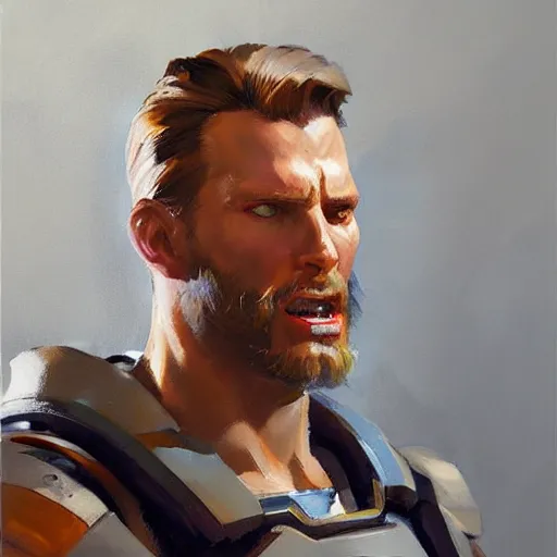 Image similar to greg manchess portrait painting of alex murphy as overwatch character, 8 0 ies aesthetic, medium shot, asymmetrical, profile picture, organic painting, sunny day, matte painting, bold shapes, hard edges, street art, trending on artstation, by huang guangjian and gil elvgren and sachin teng