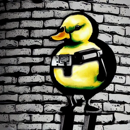 Image similar to a duck with a machine gun, photorealistic, award winning digital art, award winning gangster photography