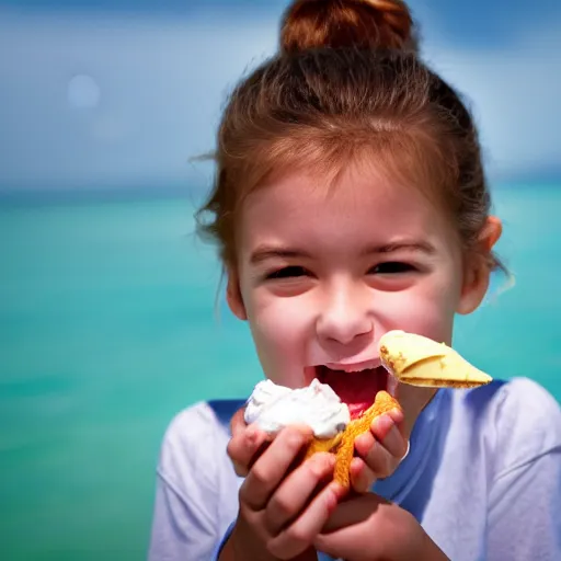 Image similar to child eating ice cream at the beach, thermal image