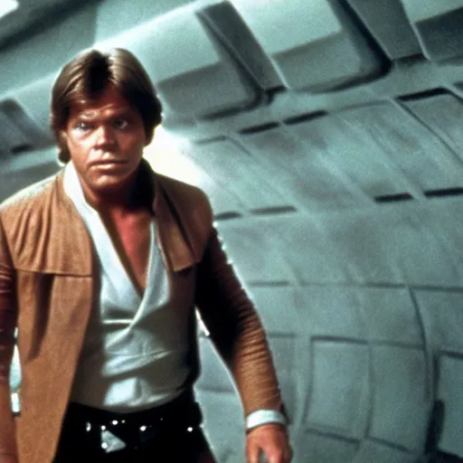 Prompt: a still of mark hamill as han solo in return of the jedi, 8 k