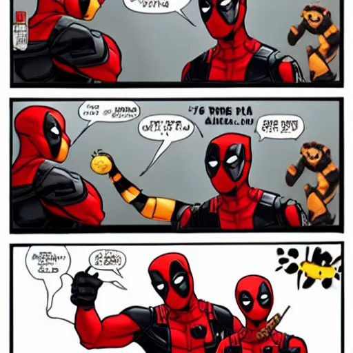 Prompt: deadpool and honey being best friends