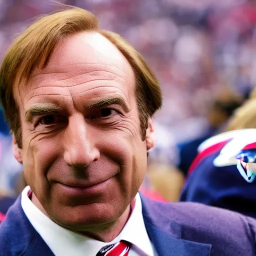 Image similar to saul goodman at a new england patriots game, photography,