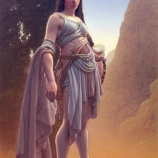 Image similar to tiny full-body young ancient greek woman in helmet, giant gray-haired bearded ancient greek man in background, by David Ligare, incredible details, epic stunning, highly detailed, trending on ArtStation, artgerm and greg rutkowski and alphonse mucha, IAMAG, broken giant marble ruins, golden hour