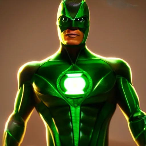 Prompt: A photo of green lantern performer by Jamie Foxx, Octane render, highly detailed, Movie CGI, hyper-realistic, 8K