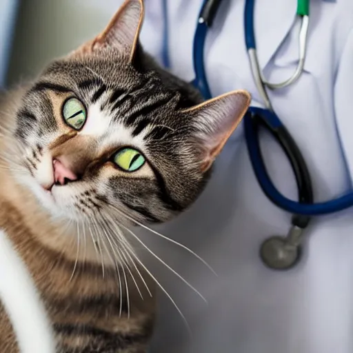 Prompt: a cat working as doctor