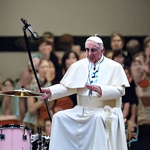 Prompt: The pope epic drum solo