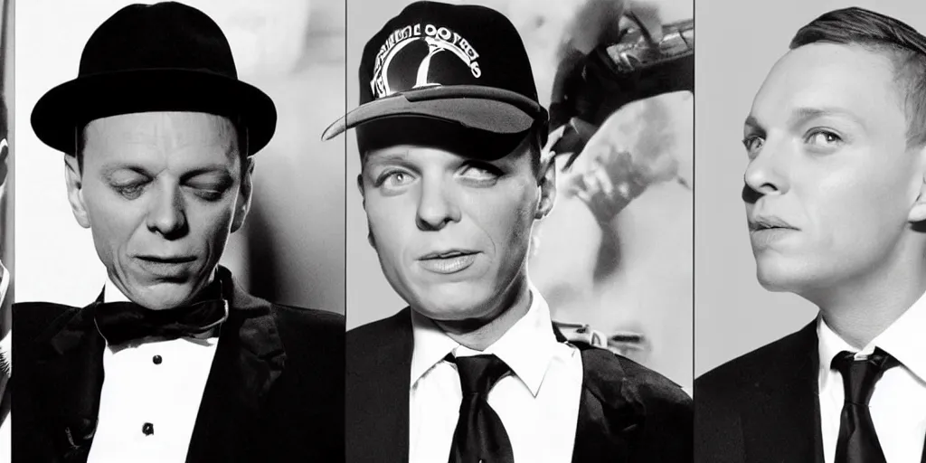 Image similar to Frank Sinatra and Eminem, Epic Rap Battle