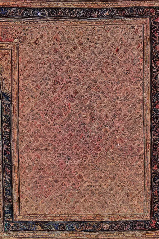 Image similar to a persian carpet interwoven with a microchip board and baroque decor, highly detailed, 4 k