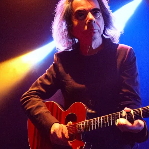 Image similar to jean - michel jarre in a nightclub in florida playing guitar