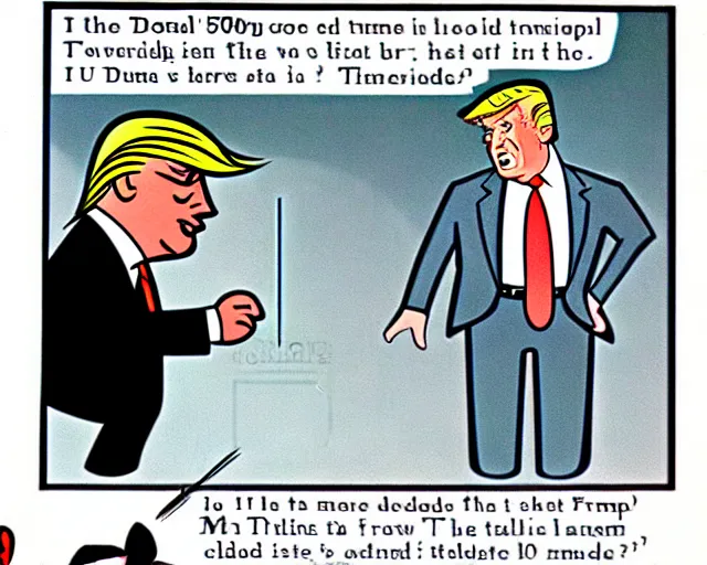 Prompt: cartoon from the 5 0 s, donald trump in mathemagic land