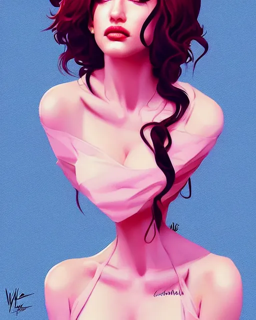 Image similar to a beautiful gina gershon christina hendricks kat dennings dolly parton instagram model, cascading hair, by wlop and ilya kuvshinov and artgerm, symmetrical eyes, aesthetic, gorgeous, stunning, alluring, attractive, artstation, deviantart, pinterest, digital art