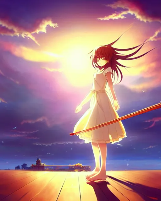 Prompt: anime style, creative, full body, a cute girl with white skin and golden long wavy hair holding a violin and playing a song, heavenly, stunning, realistic light and shadow effects, happy, centered, landscape shot, happy, simple background, studio ghibly makoto shinkai yuji yamaguchi