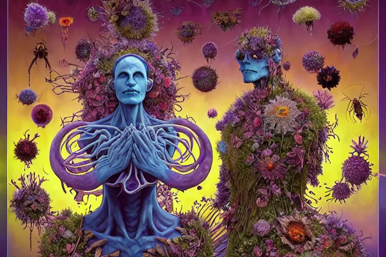 Prompt: the platonic ideal of flowers, rotting, insects and praying of cletus kasady carnage thanos dementor wild hunt doctor manhattan chtulu mandelbulb mandala ponyo spirited away davinci, d & d, fantasy, ego death, key lighting, decay, dmt, psilocybin, art by artgerm and greg rutkowski and alphonse mucha