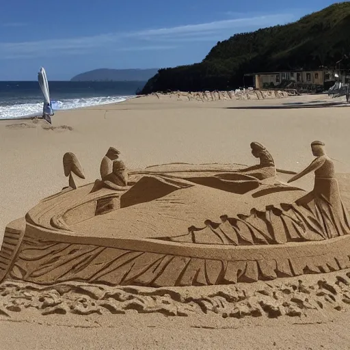 Image similar to a sand sculpture of a beach