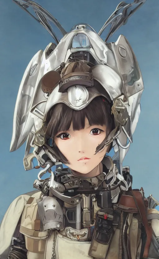 Prompt: front portrait of mechanized valkyrie, anime style, world war 2, vintage clothing, spread wings, short hair, hair down, symmetrical facial features, from arknights, hyper realistic, 4 k, rule of thirds, extreme detail, detailed drawing, safebooru, hd, d & d, realistic lighting, by alphonse mucha, greg rutkowski, backlit