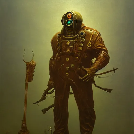 Prompt: bioshock bouncer by zdzisław beksinski