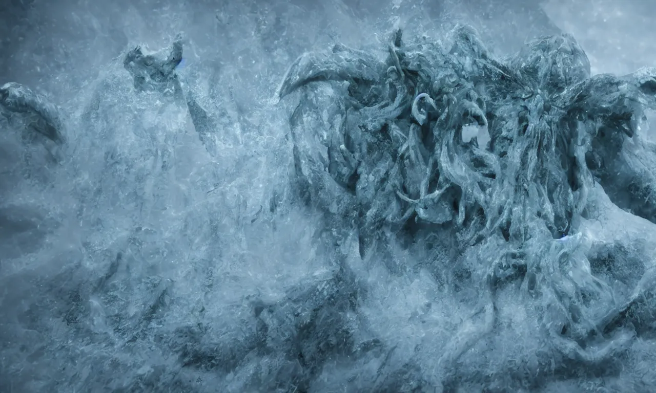 Prompt: cthulhu frozen within a block of ice, octane render, unreal engine, ultradetailed, stylized as a 3 dimensional render