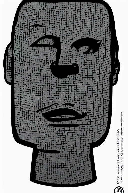 Image similar to vector moai statue popart slap face caricature comics illustration cartoon graffity street digital