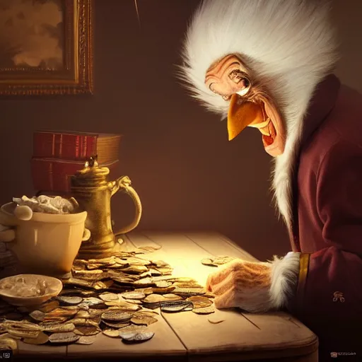 Prompt: hyperrealistic mixed media image of Scrooge McDuck, stunning 3d render inspired art by István Sándorfi and Greg Rutkowski, perfect facial symmetry, realistic, highly detailed attributes and atmosphere, dim volumetric cinematic lighting, 8k octane extremely hyper-detailed render, post-processing, masterpiece,