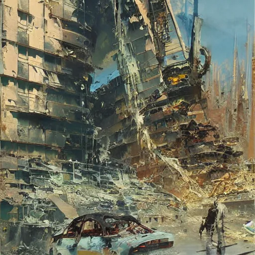 Prompt: arise from the ashes of your own creation, heed the call to service amongst the ruins of your old life, by john berkey.