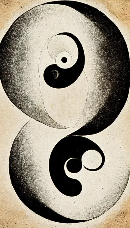 Image similar to Abstract representation of ying Yang concept, by Leonardo da vinci