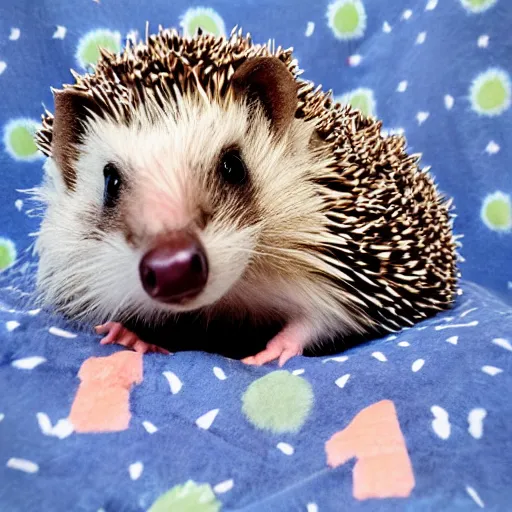 Prompt: hedgehog in pyjamas with hedgehog