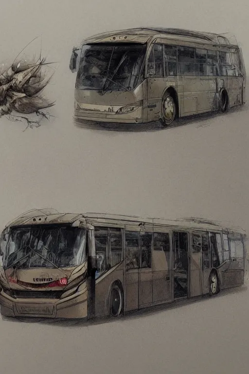 Image similar to bus concept art illustration by jean baptiste monge trending on artstation