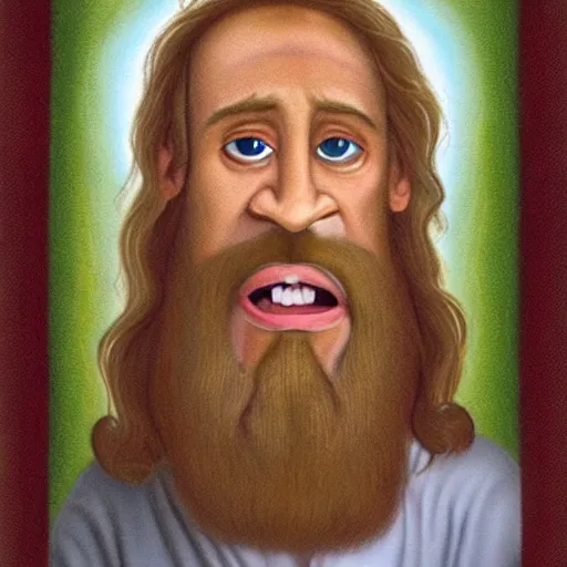 Prompt: portrait of jesus christ as an ugly troll