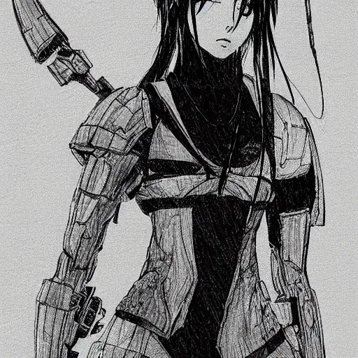 Prompt: A woman character drawn by Nihei Tsutomu