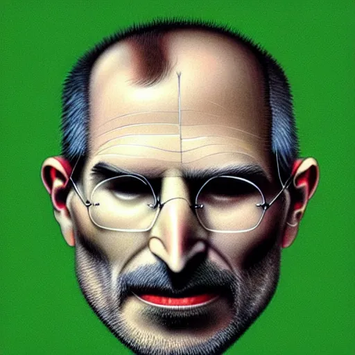 Image similar to a pile of apples, apples, apples arranged in the shape of a face resembling steve jobs, apples, fantasy, intricate, elegant, highly detailed, lifelike, photorealistic, digital painting, artstation, illustration, smooth, sharp focus, apples, art by giuseppe arcimboldo
