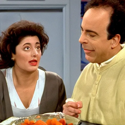 Prompt: Seinfeld Episode where Elaine realizes she is dating a potato, close captioned