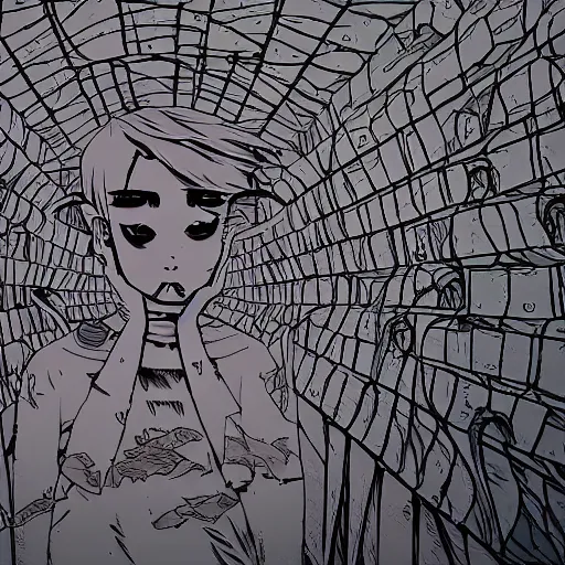 Image similar to shelter by porter robinson and junji ito, futuristic placard 8k hd