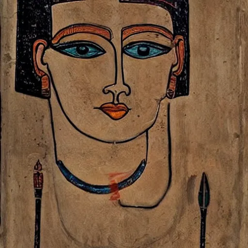 Prompt: The American Psycho, ancient egyptian art