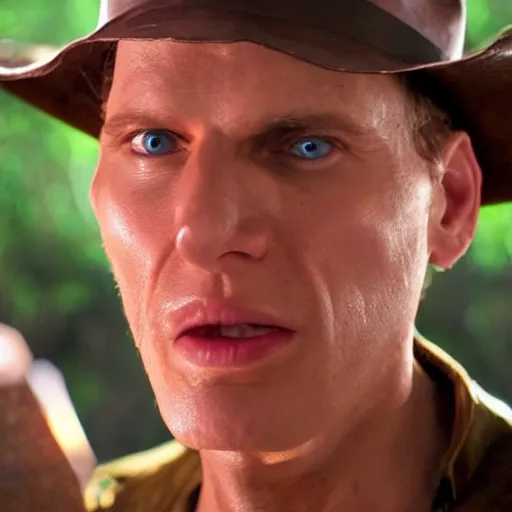 Image similar to Live Action Still of Jerma in Raiders of the Lost Ark, real life, hyperrealistic, ultra realistic, realistic, highly detailed, epic, HD quality, 8k resolution, body and headshot, film still